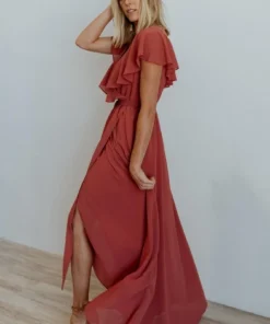 BB Custom Dresses Katya Ruffle Maxi Dress | Rosewood 32 BB Custom Dresses Katya Ruffle Maxi Dress | Rosewood