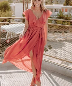 BB Custom Dresses Katya Ruffle Maxi Dress | Rosewood 39 BB Custom Dresses Katya Ruffle Maxi Dress | Rosewood