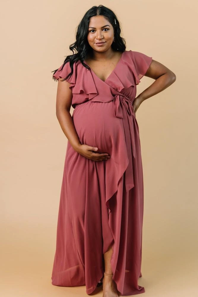 BB Custom Dresses Katya Ruffle Maxi Dress | Rosewood 9 BB Custom Dresses Katya Ruffle Maxi Dress | Rosewood