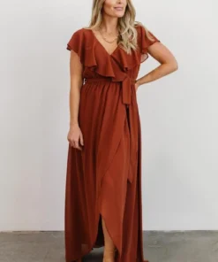 BB Custom Katya Ruffle Maxi Dress | Rust Dresses