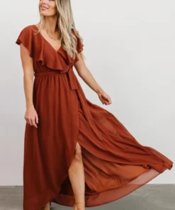 BB Custom Katya Ruffle Maxi Dress | Rust Dresses