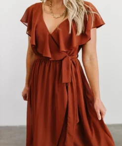 BB Custom Katya Ruffle Maxi Dress | Rust Dresses