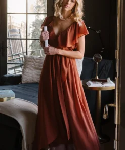 BB Custom Katya Ruffle Maxi Dress | Rust Dresses