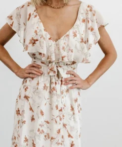 BB Custom Katya Ruffle Maxi Dress | Rust Print