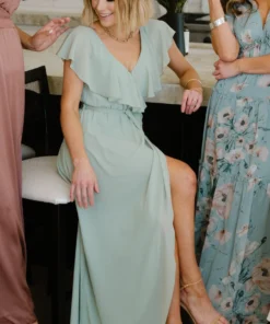 BB Custom Katya Ruffle Maxi Dress | Sage Dresses