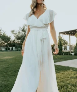 BB Custom Katya Ruffle Maxi Dress | White Dresses
