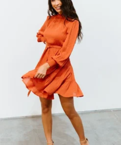 IL Kayla Dotted Mini Dress | Rust