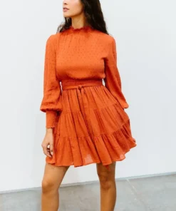 IL Kayla Dotted Mini Dress | Rust