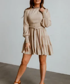 IL Dresses Kayla Dotted Mini Dress | Taupe