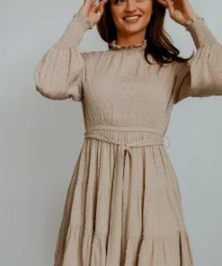 IL Dresses Kayla Dotted Mini Dress | Taupe