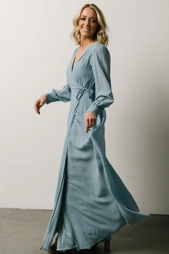 Soi Kelsey Wrap Dress | Dusty Blue Dresses 3 Soi Kelsey Wrap Dress | Dusty Blue Dresses