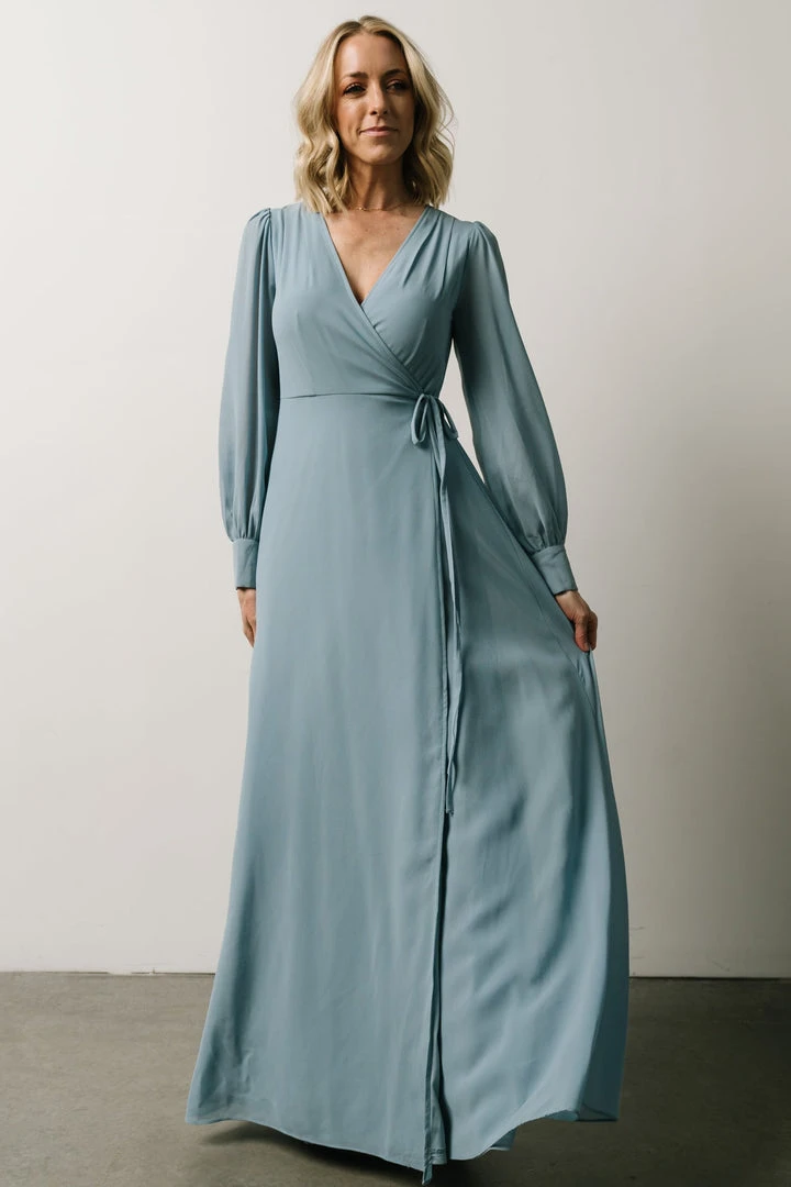 Soi Kelsey Wrap Dress | Dusty Blue Dresses 1 Soi Kelsey Wrap Dress | Dusty Blue Dresses