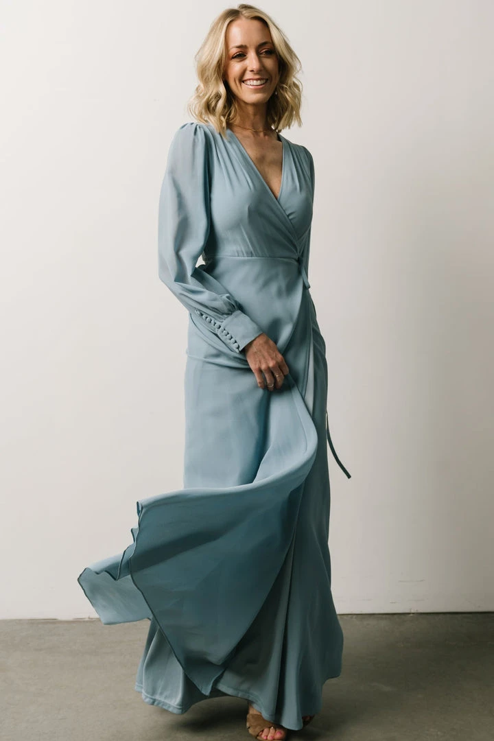 Soi Kelsey Wrap Dress | Dusty Blue Dresses 2 Soi Kelsey Wrap Dress | Dusty Blue Dresses