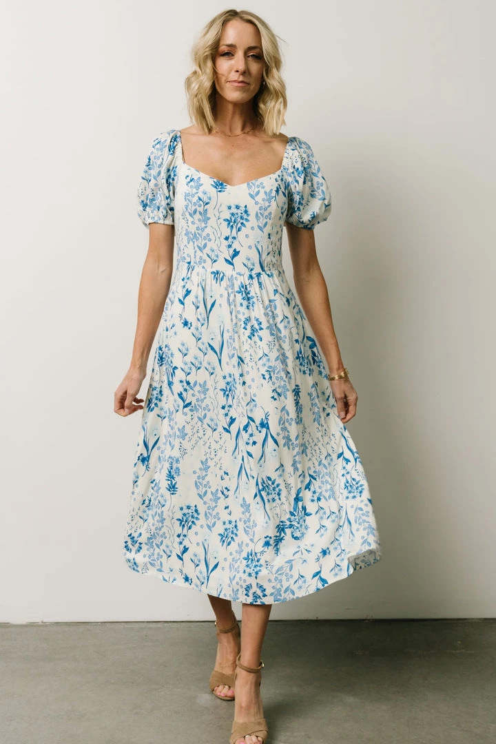 SL Kenna Midi Dress | Blue Floral Print 1 SL Kenna Midi Dress | Blue Floral Print