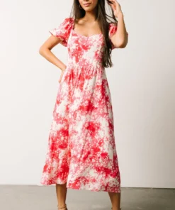 SL Kenna Midi Dress | Fuchsia Watercolor Print Dresses 9 SL Kenna Midi Dress | Fuchsia Watercolor Print Dresses