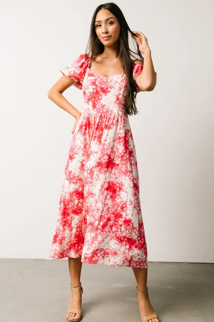 SL Kenna Midi Dress | Fuchsia Watercolor Print Dresses 3 SL Kenna Midi Dress | Fuchsia Watercolor Print Dresses