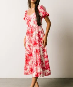 SL Kenna Midi Dress | Fuchsia Watercolor Print Dresses