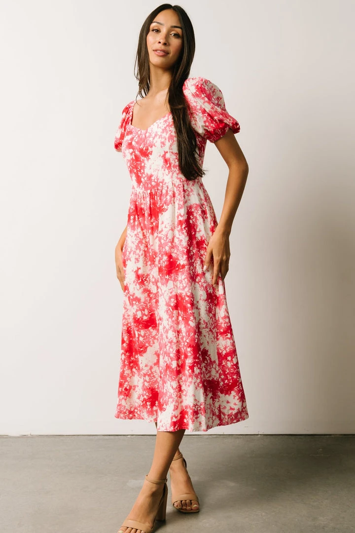 SL Kenna Midi Dress | Fuchsia Watercolor Print Dresses 1 SL Kenna Midi Dress | Fuchsia Watercolor Print Dresses