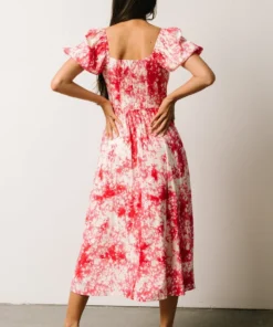 SL Kenna Midi Dress | Fuchsia Watercolor Print Dresses 10 SL Kenna Midi Dress | Fuchsia Watercolor Print Dresses