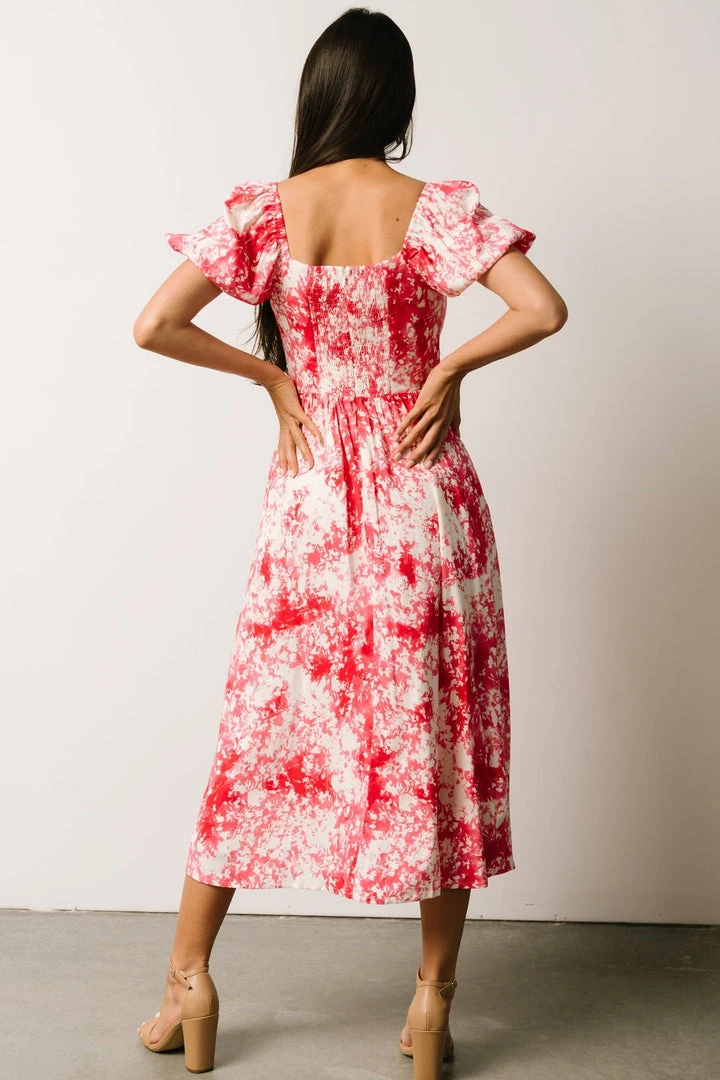 SL Kenna Midi Dress | Fuchsia Watercolor Print Dresses 4 SL Kenna Midi Dress | Fuchsia Watercolor Print Dresses