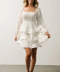 POL Kennedy Square Neck Baby Doll Dress | Ivory