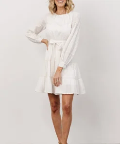 IL Keri Long Sleeve Short Dress | Off White Dresses