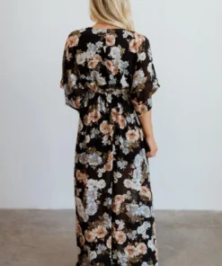 BB Custom Dresses Kia Kimono Maxi Dress | Black Floral