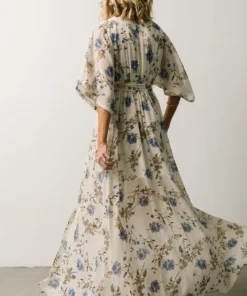 BB Custom Dresses Kia Kimono Maxi Dress | Blue Floral