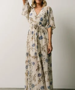 BB Custom Dresses Kia Kimono Maxi Dress | Blue Floral