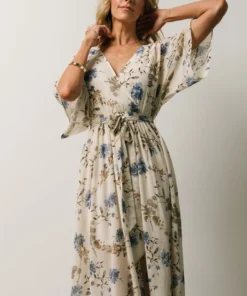 BB Custom Dresses Kia Kimono Maxi Dress | Blue Floral