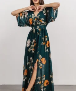 BB Custom Kia Kimono Maxi Dress | Deep Topaz Floral Dresses