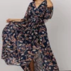 BB Custom Kia Kimono Maxi Dress | Dark Blue Floral