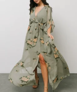 BB Custom Kia Kimono Maxi Dress | Olive Floral 14 BB Custom Kia Kimono Maxi Dress | Olive Floral