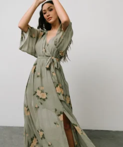 BB Custom Kia Kimono Maxi Dress | Olive Floral 22 BB Custom Kia Kimono Maxi Dress | Olive Floral
