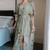 BB Custom Kia Kimono Maxi Dress | Olive Floral