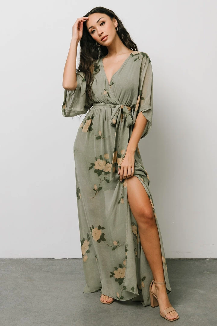 BB Custom Kia Kimono Maxi Dress | Olive Floral 5 BB Custom Kia Kimono Maxi Dress | Olive Floral