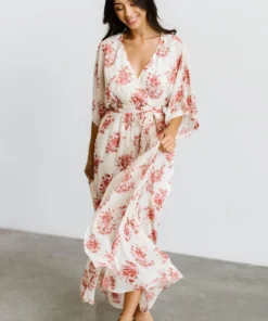 BB Custom Kia Kimono Maxi Dress | Red Floral