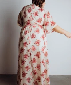 BB Custom Kia Kimono Maxi Dress | Red Floral