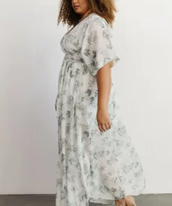 BB Custom Dresses Kia Kimono Maxi Dress | Sage Floral