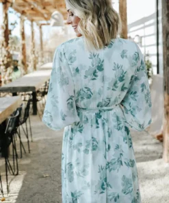 BB Custom Dresses Kia Kimono Maxi Dress | Sage Floral