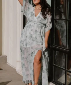 BB Custom Dresses Kia Kimono Maxi Dress | Sage Floral