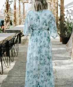 BB Custom Dresses Kia Kimono Maxi Dress | Sage Floral