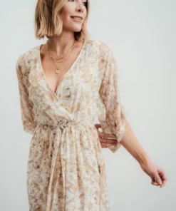 BB Custom Kia Kimono Maxi Dress | Tan Floral 15 BB Custom Kia Kimono Maxi Dress | Tan Floral