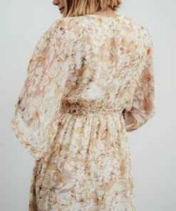 BB Custom Kia Kimono Maxi Dress | Tan Floral 14 BB Custom Kia Kimono Maxi Dress | Tan Floral