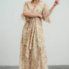 BB Custom Kia Kimono Maxi Dress | Tan Floral