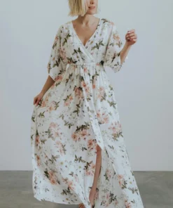 BB Custom Kia Kimono Maxi Dress | White Floral