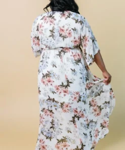 BB Custom Kia Kimono Maxi Dress | White Floral