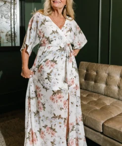 BB Custom Kia Kimono Maxi Dress | White Floral