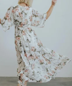 BB Custom Kia Kimono Maxi Dress | White Floral