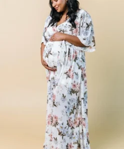 BB Custom Kia Kimono Maxi Dress | White Floral